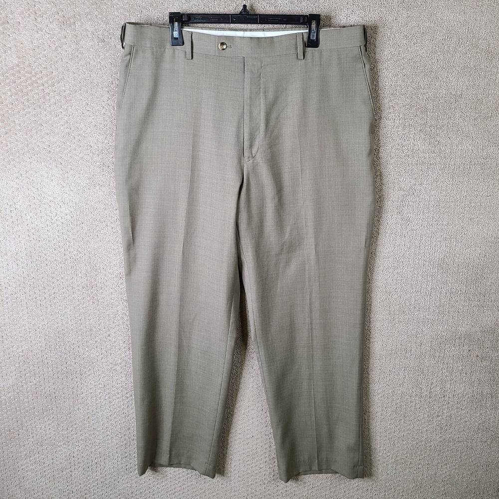 Croft & Barrow Pants Mens 38x30 Beige Wool Blend Flat‎ Front Trouser Career Work